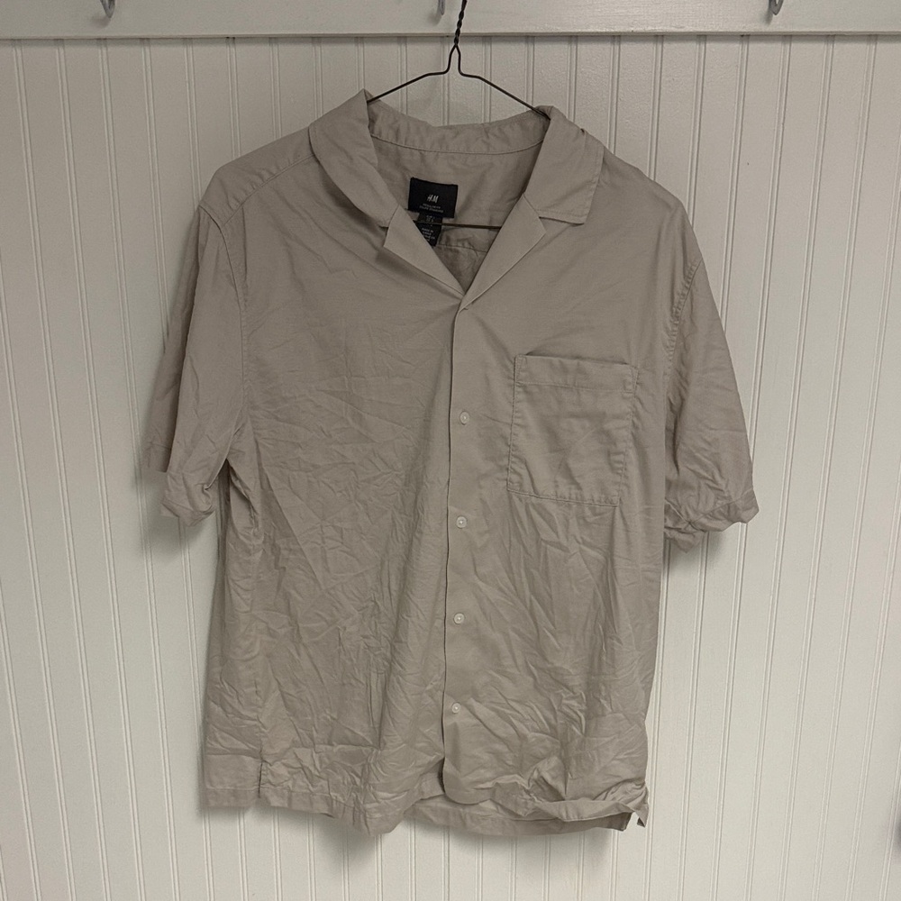 H&M Men's Casual Button Down Shirt - Light Tan